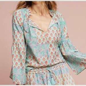 Anthropologie Lilka Bell Sleeve Boho Peasant Top NWT
